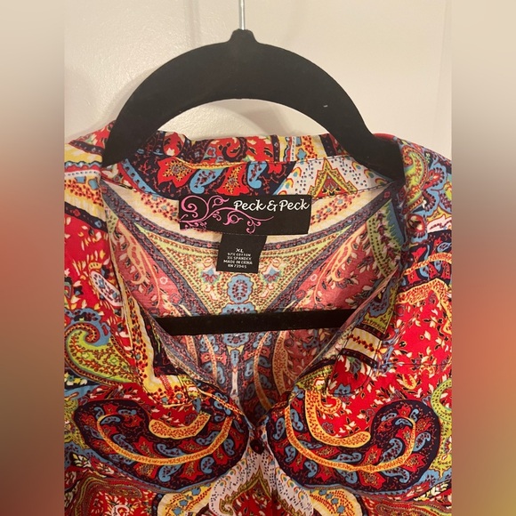 Peck and peck top long sleeve multicolor shirt xl - Picture 3 of 4